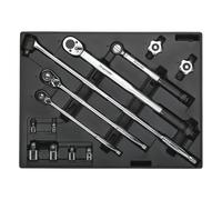 Sealey Tool Tray with Ratchet Torque Wrench Breaker Bar Socket Adaptor 13 Piece