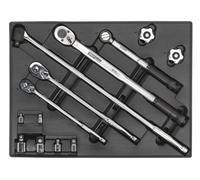 Sealey Tool Tray With Ratchet, Torque Wrench, Breaker Bar & Socket Adaptor Set 13Pc Tbt32