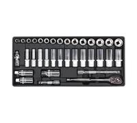 Sealey TBT20 Tool Tray With Socket Set 35Pc 3/8inSq Drive