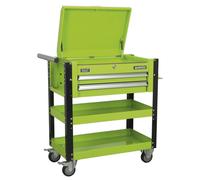 Sealey AP760MHV Heavy-Duty Mobile Tool & Parts Trolley 2 Drawers & Lockable Top - Green