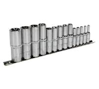 SEALEY TOOLS 14 PIECE FEMALE DEEP TORX STAR SOCKET SET E4 - E24 ON RAIL