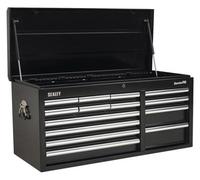 Sealey AP41149B Heavy-Duty 14 Drawer Topchest with Ball Bearing Runners, 1025mm x 435mm x 490mm, Black