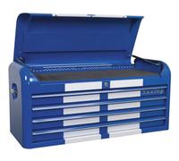 Topchest 4 Drawer Wide Retro Style - Blue with White Stripes
