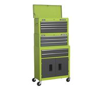 Sealey Topchest, Mid-Box & Rollcab 9 Drawer Stack - Hi-Vis Green AP2200BBHVSTACK
