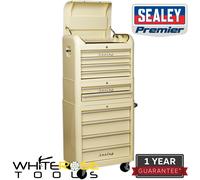Sealey Topchest Mid-Box Rollcab Combination 10 Drawer Cream Premier Retro Style