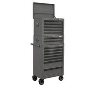 Sealey Superline Pro Topchest, Mid-Box & Rollcab Combination 14 Drawer with Ball-Bearing Slides - Grey