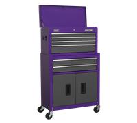 Sealey Topchest & Rollcab Combination AP2200BBCP - 6 Drawer, Ball-Bearing Runners - Purple/Grey