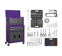 Sealey American PRO® Topchest & Rollcab Combination 6 Drawer with Ball-Bearing Slides - Purple/Grey & 170pc Tool Kit - AP2200COMBOCP