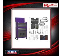 Sealey Topchest Rollcab Combo 6 Drawers Purple/Grey 128Pc Tool Kit AP2200COMBOCP
