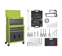 Sealey Topchest & Rollcab Combination 6 Drawer with Ball-Bearing Slides - Green/Grey & 170pc Tool Kit - AP2200COMBOHV