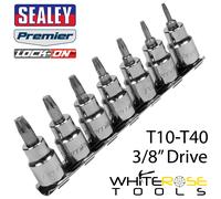 Sealey Torx Socket Bit Set Lock On 7pc 3/8" Drive Premier Trx-Star T10-T40