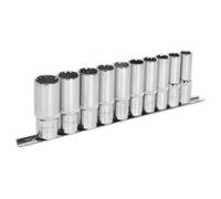 Sealey Total Drive Socket Set 10pc Deep 1/2"D Metric Fully Polished AK70610D