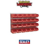 24 Sealey TPS130 Parts Storage Box/Bins + Panel For Garage/Workshop/Shed RED