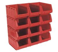 Sealey Plastic Storage Bin TPS412R 210 x 355 x 165 mm Red Pack of 12