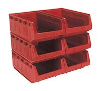 Sealey Plastic Storage Bin TPS56R 310 x 500 x 190 mm Red - Pack of 6
