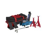 Sealey Trolley Jack 2 Tonne Low Entry Short Chassis & Accessories Bag Combo - Bl