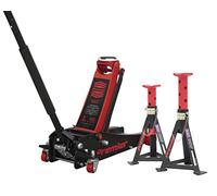 Sealey 3040ARCOMBO Trolley Jack 3T & Axle Stands (Pair) 3T Per Stand Combo