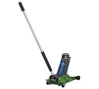 Sealey Trolley Jack 3 Tonne Low Profile Rocket Lift Hi-Vis Green 3000Lehv