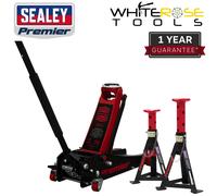 Sealey Trolley Jack 3t Axle Stands (Pair) 3t per Stand Combo Premier Garage
