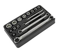 Sealey Trx-star 3/8"Sq Drive Socket & Double End Spanners E6 - E24 16pc AK61801