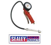 Sealey Workshop tyre inflator - Twin push on valve connector, Red Composite Body