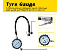 Sealey Tyre Pressure Gauge with Clip-On Chuck Tyre Pressure Gauge PSI/Bar Black