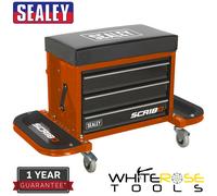 Sealey Mechanic's Utility Seat & Toolbox - Orange - SCR18O
