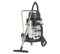 Sealey Vacuum Cleaner Ind W&D 77L Stainless 2400W Swivel Drum