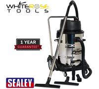 Sealey Vacuum Cleaner Industrial Wet & Dry 77L Stainless Steel Drum 2400W