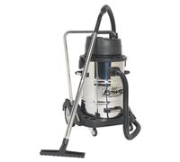 Sealey Vacuum Cleaner Industrial Wet & Dry 77L Stainless Steel Drum with Swivel
