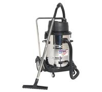 Vacuum Cleaner Industrial Wet & Dry 77L Stainless Steel Drum with Swivel Emptying 2400W