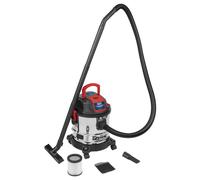 Sealey Vacuum Cleaner Wet & Dry 20L 1200W/230V Stainless Drum PC195SD