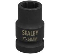Sealey VS0985 1/2" Sq Drive 14mm Square Ribe Brake Caliper Socket 7pt