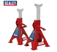 Sealey VS2002 RED Axle Stands Pair 2 tonne / Ton Capacity Each Ratchet Type