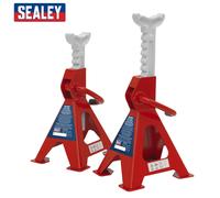 Sealey VS2002 RED Axle Stands Pair 2 tonne / Ton Capacity Each Ratchet Type