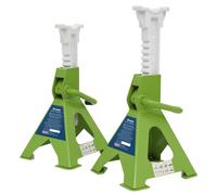 Sealey VS2003HV Axle Stands (Pair) 3 Tonne Capacity Per Stand Ratchet Type - Hi-Vis Green