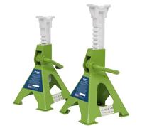 Axle Stands (Pair) 3 Tonne Capacity per Stand Ratchet Type - Hi-Vis Green