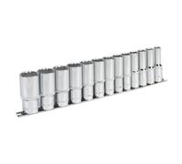 Sealey WallDrive Socket Set 13 Piece 1/2" Square Drive 12pt Deep Imperial Socket