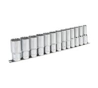 Sealey WallDrive Socket Set 13 Piece 1/2" Square Drive 12pt Deep Imperial Socket