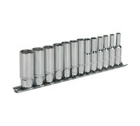 Sealey WallDrive Socket Set 13 Piece 1/4" Square Drive 6pt Deep Metric Socket
