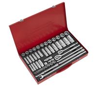 Sealey AK6942 50pc 3/8" & 1/2"Sq Drive Socket Set - WallDrive - Metric