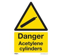Sealey Warning Safety Sign Danger Acetylene Cylinders Self-Adhesive Vinyl Ss63V1