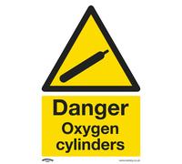 Sealey Warning Safety Sign Danger Oxygen Cylinders Self-Adhesive X10 Ss61V10