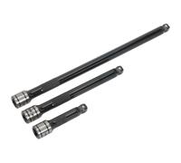 Sealey Extension Bar Set AK7691 - 3-Piece 3/8-inch Sq Drive Wobble/Rigid - Black Series, Silver