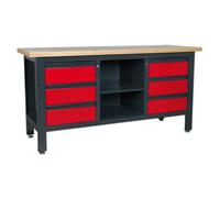 Sealey AP1905D 6 Drawer & Open Storage Workstation