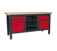 Sealey Workbench 2 Drawers 2 Cupboards & Open Storage Tool Workshop Garage Bench