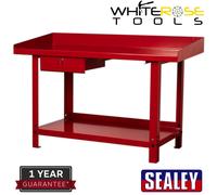 Sealey Workbench Steel 1.5m with 1 Drawer Lockable Red Gloss Shelf Workstation