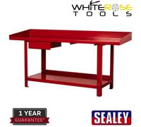 Sealey Workbench Steel 2m with 1 Drawer Lockable Red Gloss Shelf Workstation