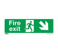 Sealey Worksafe® Fire Exit (Down Right) Safety Sign, Rigid Plastic - Pack of 10 SS36P10