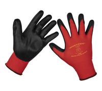 Sealey Worksafe Flexi Grip Nitrile Foam Palm Gloves Red / Black L Pack of 120
